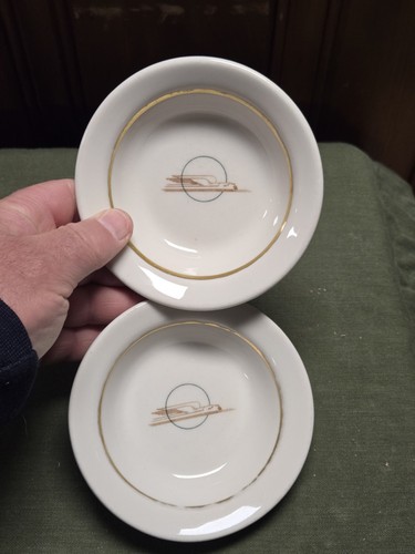 2 Old Union Pacific RR Railroad China Winged Streamliner Bowl Dish U.P.RR UPRR