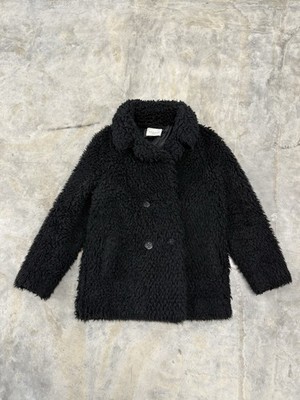 Sandro Paris Faux Fur Teddy Coat Sz 3 FR 40 Black Balenci $700 MSRP