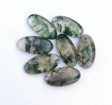 AAA Natural Moss Agate Cabochon Long Oval Shape Loose Gemstone