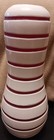 Eastern Murano Glass 10" Tall Candy Cane Red White Stripe Curved Vase — photo 1