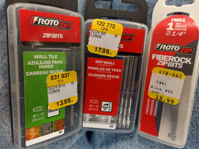 NEW (3) Asstd. RotoZIP Zip Bits 1/4'' FBR1, 1/8'' GPS, 1/8'' TC1 See Pics Free Ship