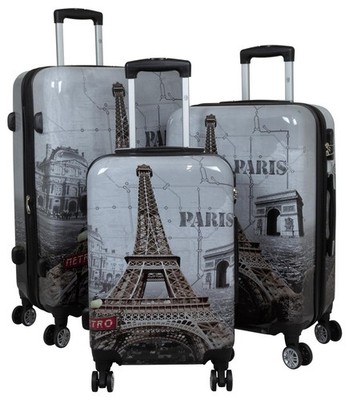 Reise Trolleyset Kofferset Hartschale 3tlg Set Motiv Paris Eiffelturm Gr. M+L+XL