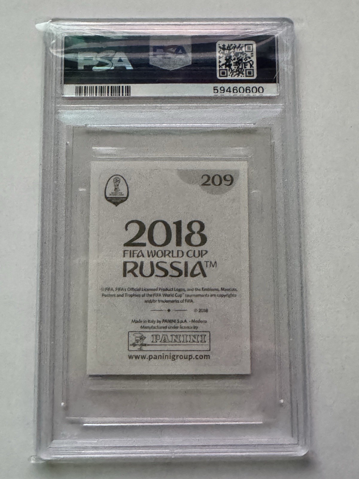 2018 Panini World Cup #209 Kylian Mbappe Black Back Rookie Sticker PSA 6 view 2