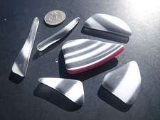 Sea Glass, Set of Black and White Striped with a Red Backing