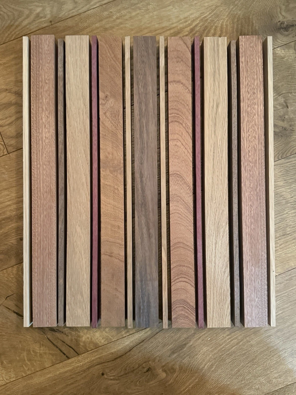 15 Piece DIY Cutting Board Kit - Walnut,Oak, Sapele Mahogany,Purple Heart, Wood