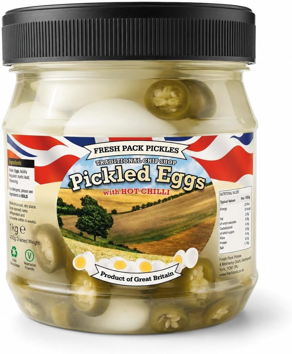 Fresh Packes Pickles Pickled Eggs with Hot Chilli 1kg