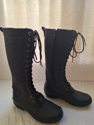 Michael Kors Black Duck Tall Boots Rain Snow Lace Up Women Sz