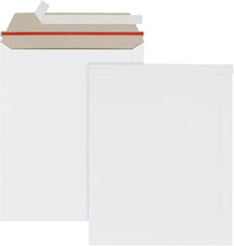 100 Pack 7X9 Inch Rigid Mailer Self Seal Photo Document Mailers, Stay Flat White