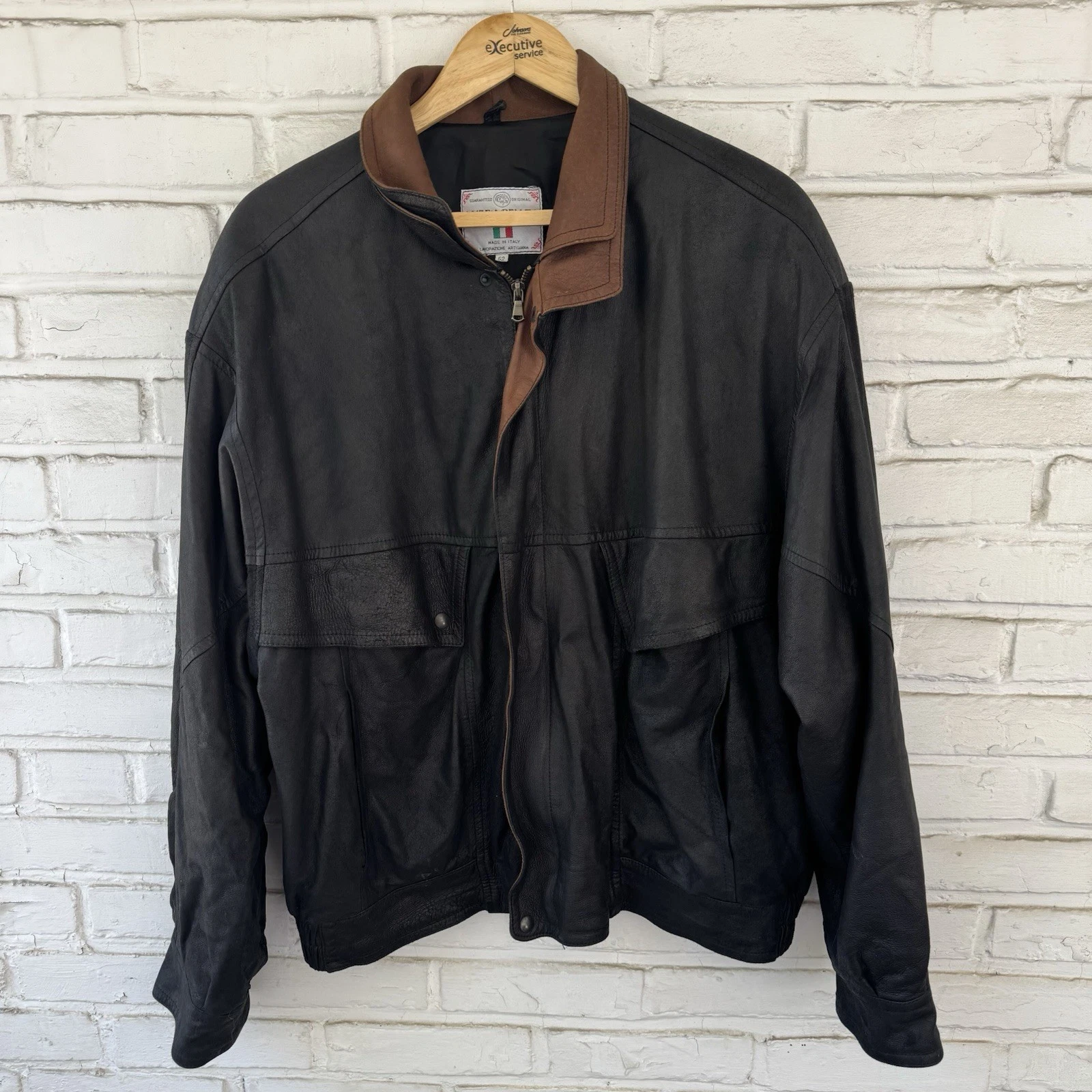 Giacca pelle vintage Valentino vera pelle uomo taglia 52 Avant Garde Italia anni 90