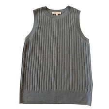 Veronica Beard Jerrel Wool Ribbed Knit Tank Top Sweater Vest Blue Size S
