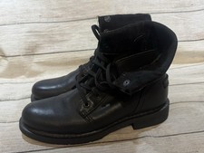 Womens Harley Davidson Black Leather Motorcycle Riding Boots Lace Up Sz 8