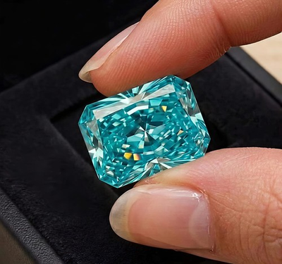 #ad 5 CT Radiant Cut Sky Blue Color VVS1 Diamond Premium Quality Gemstone 9x12 mm $82.80