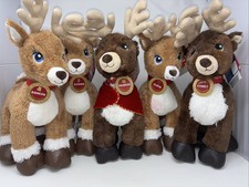 Build A Bear Lot of 5 Santa's Reindeer Plush with Collars NWT BAB READ