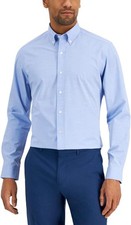 Club Room Men's Blue Slim-Fit Long-Sleeve Dress Shirt Size Medium