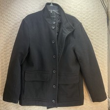 Banana Republic Wool Nylon Blend Overcoat Men s Size Medium Black Button Up