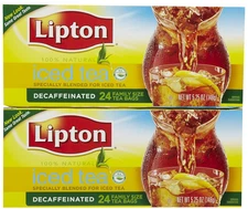 Lipton Iced Tea Decaffeinated, Family Size Tea Bags, 24 Count, Pack of 2