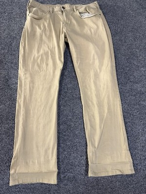 Buffalo David Bitton Evan-X Jeans Mens 38x32 Beige Slim Straight Stretch Denim