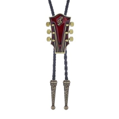  Guitar Bolo Tie Western Cowboy Rodeo Bolo Tie for Men Gold Red Guitar Bolo Tie