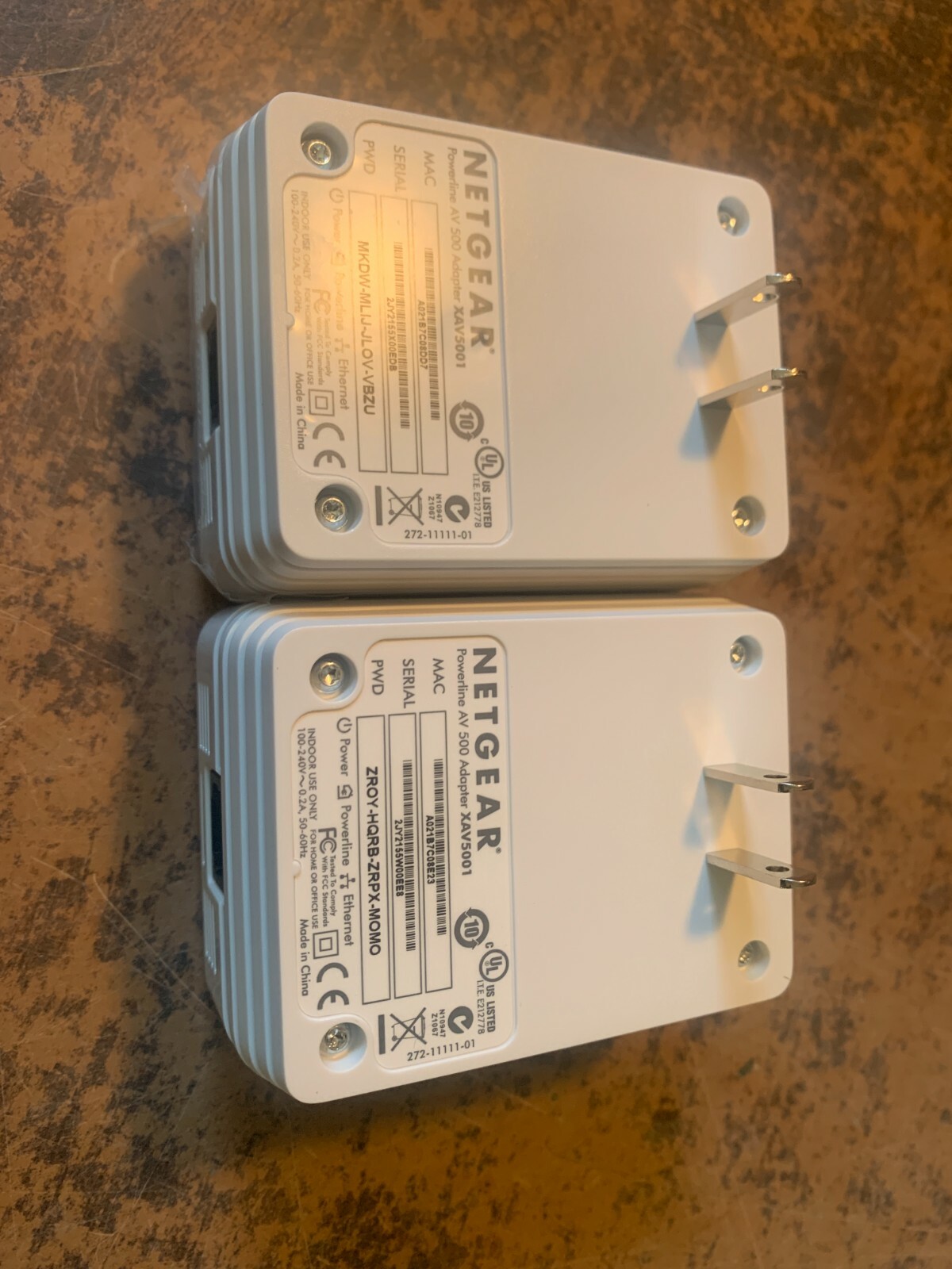 Pair Netgear XAV5001 Powerline Network Adapter Wifi Internet Range Extender 