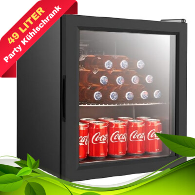 Minibar Kühlschrank Party Drink Cooler Coolbox Kühlbox Glastüre 49 Liter LED NEU