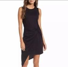 Chelsea28 Black Tie Front Twist Asymmetrical Dress Small Women Sleeveless