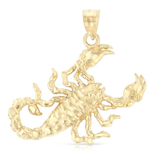 14K Gelbgold Skorpion Charm Anhänger mit 3,8mm Figaro 3+1 Kette Halskette - Bild 2 von 6