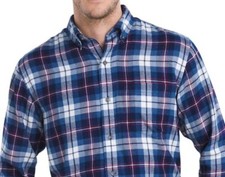 IZOD Mens Shirt Regular Fit Flannel Easy-Care Button-Down Long Sleeve Blue NWT