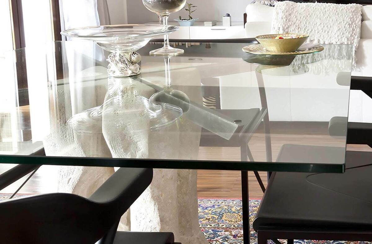 Fab Glass and Mirror Square Clear Glass Table Top with 1 Beveled Edge  Tempered