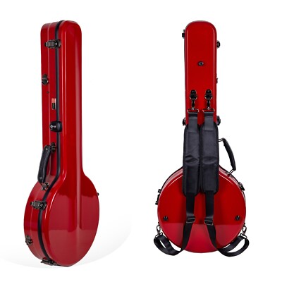 Crossrock Fiberglass Case fits for 11~12.5 inches Openback Banjos-Red