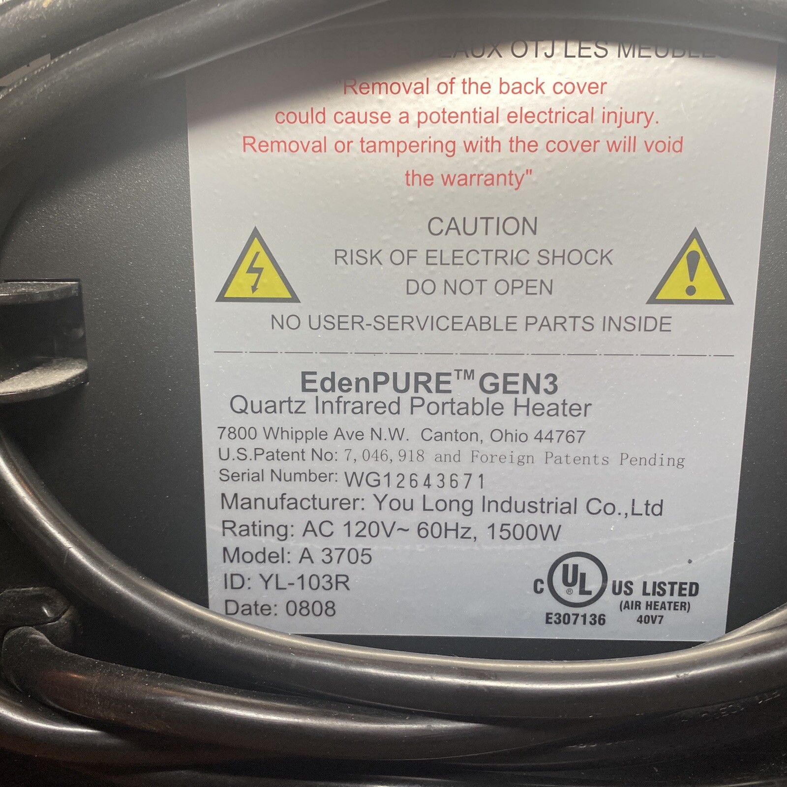 EdenPURE Gen 3 Model 1000 Infrared Portable Heater 1500 Watt A3705 w/  Remote | eBay