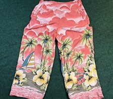 Vintage Tommy Bahama Silk Pants Floral Wide Leg Pink Tropical - Womens Size 14