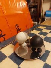 Alessi Lilliput Black & White Salt & Pepper Shakers Cruet Set Magnetic