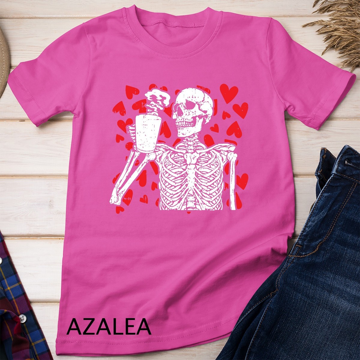 Valentine's Day Shirts For Women - Oversized Skeleton Love Heart Graphic Tee, Casual Tops - View #9