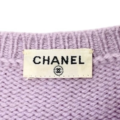 シャネル　タートルセーター　カシミヤ　CCマーク CHANEL Vintage CC Mark Logo Knit Sweater Top Short Sleeve Cashmere