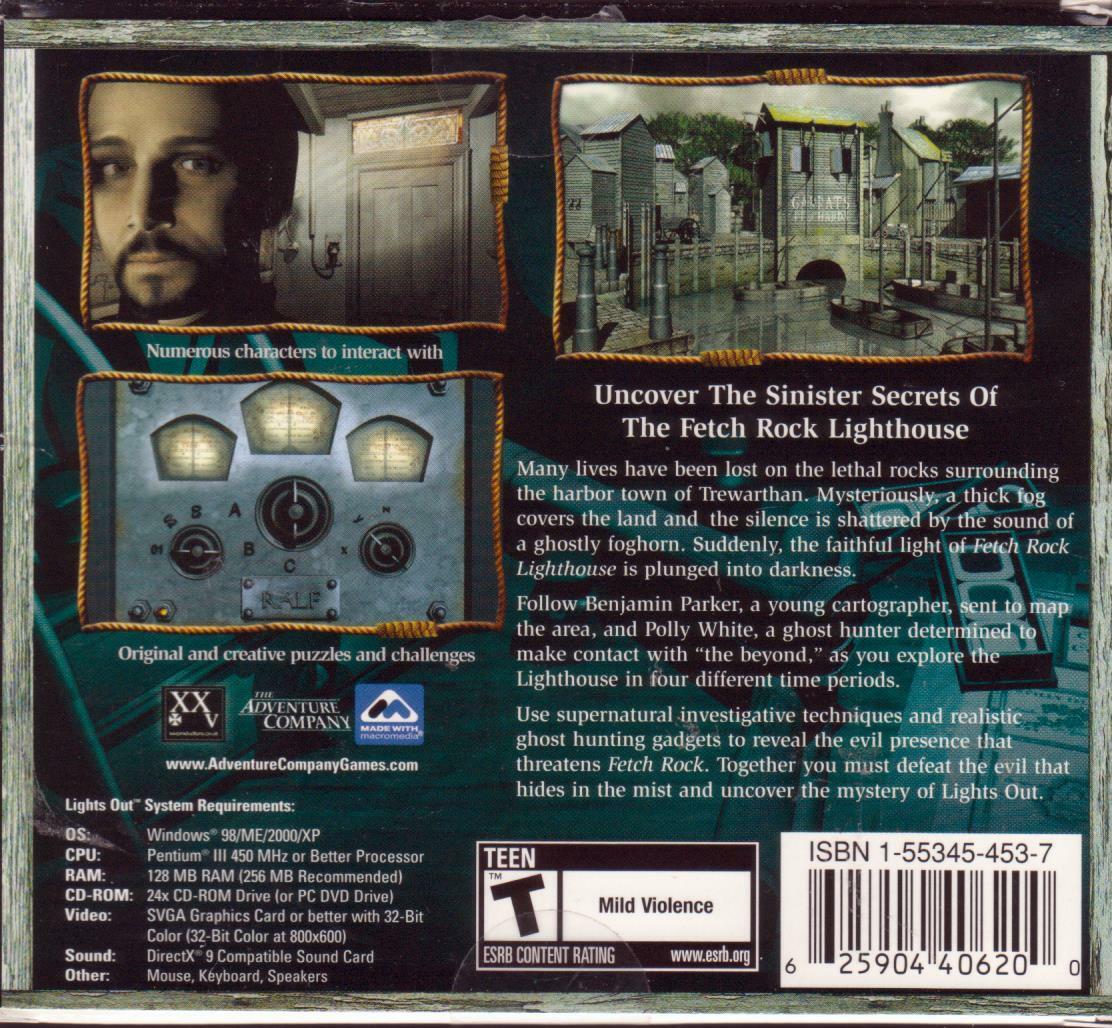PC CDROM Game LIGHTS OUT Lighthouse Mystery Adventure Puzzle Ghosts