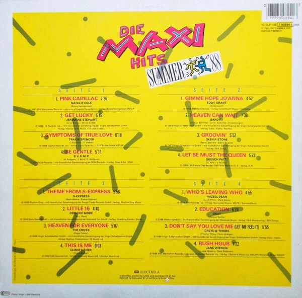 Die Maxi Hits - Summer '88 (Doppel Vinyl, 1988), Klappcover, excellent (EX) - Bild 2 von 4