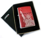 ZIPPO Beautiful RED ANODIZED ALUMINIUM-NEW YORK STATUE OF LIBERTY Collectible!