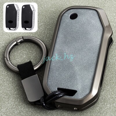 Metal Leather Flip Key Fob Case Cover Keychain For Kia Forte Soul