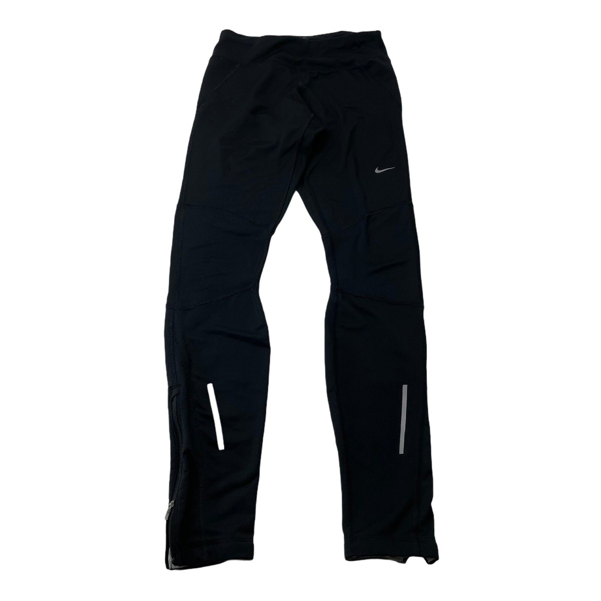 Nike Dri-Fit Running Leggings Womens Size XS Black Zip Ankle And Pocket  Workout