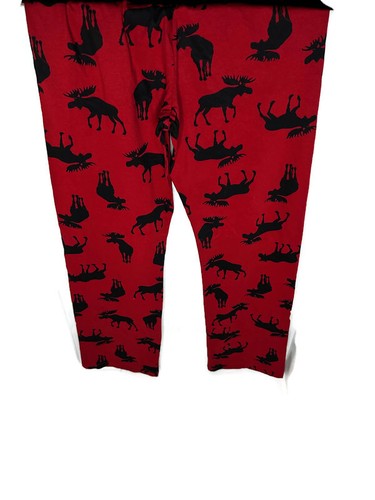 Pantaloni pigiama da donna Little Blue House cotone Alaska Moose su rosso maglia taglia XS