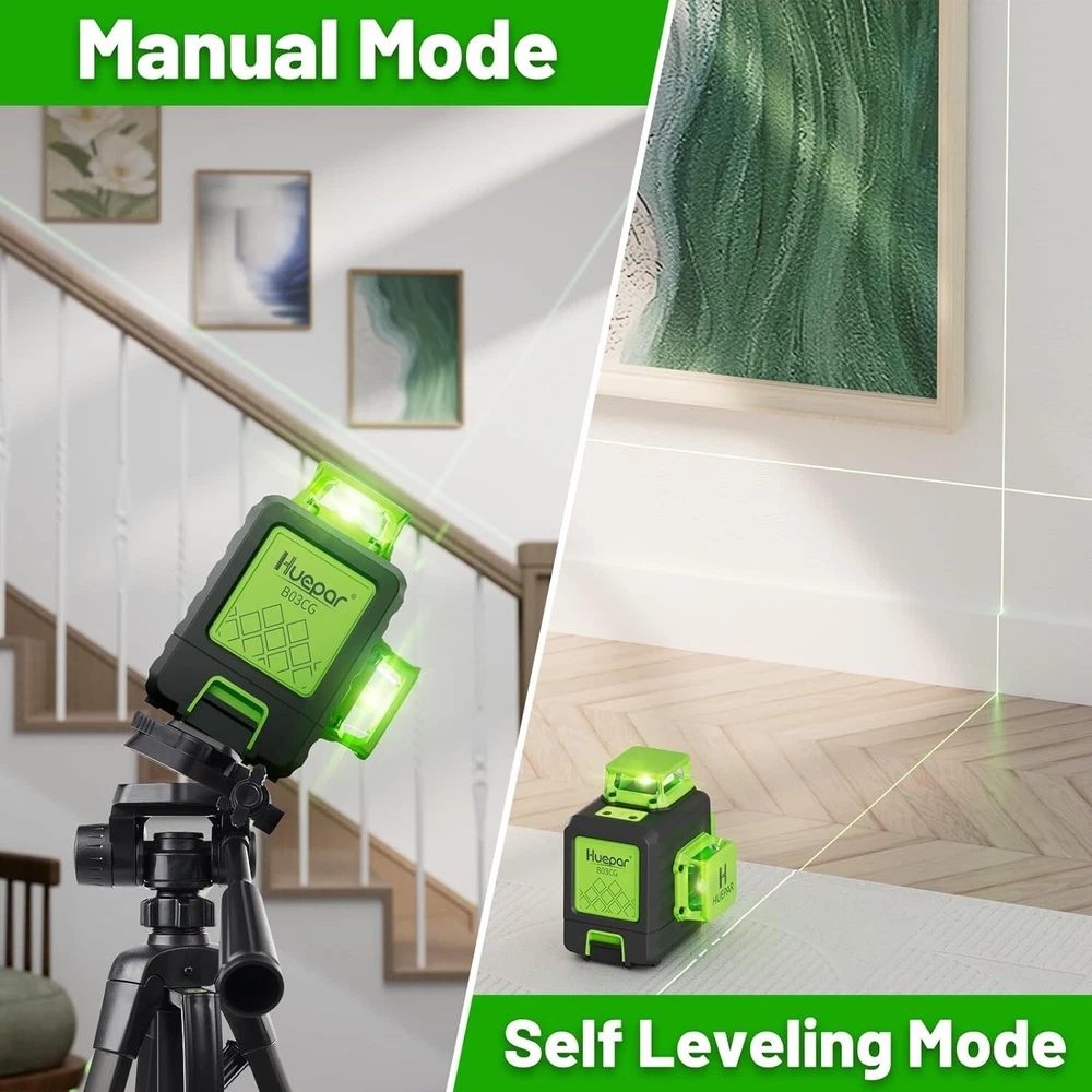 High Brightness 3x360° Laser Level - Perfect for Construction & Picture Hanging