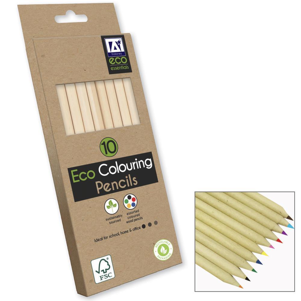 Colouring Pencils - 10 Pack Eco Friendly Bright Colours School Stationery Wooden-image