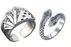 2-Pack Adjustable Vintage Rings – Sterling Silver Poker Card + Snake-Shaped Ring