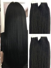 18",20" 100gr,40pc,Tape in Hair Extensions Remy Human Hair 1 Jet Black