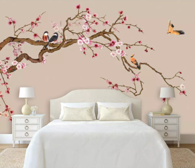 3D Plum Bird ZHUA4604 Wallpaper Wall Murals Removable Self-adhesive Zoe
