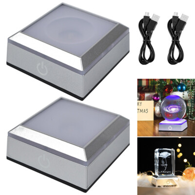 LED Light Base Stand Colorful Lighting Square Display fits Crystal 3D ...