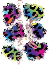 Sublimation Print Rainbow Leopard Patch Ready to Press Heat Transfer