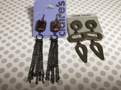 2 PAIRS OF PRETTY DANGLE FASHION PIERCED EARRINGS NICE UNIQUE STYLES