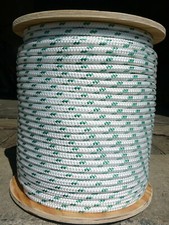 Sailboat Rigging Rope 7/16" x 250' White/Green Double Braided Sheet Halyard Line