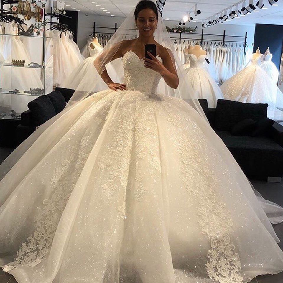 Amazon.com: Crystal Wedding Dress for Bride Off Shoulder Lace Applique  Mermaid with Train Organza Bridal Gown Ivory : Clothing, Shoes & Jewelry